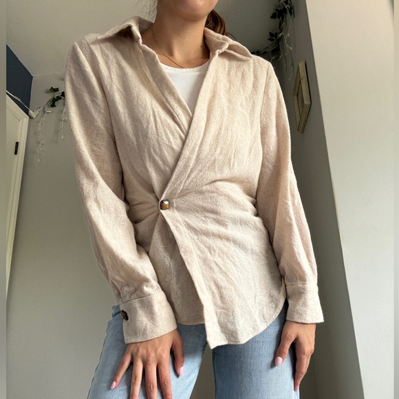 ZARA Beige Sweater Blazer - Picture 1 of 5